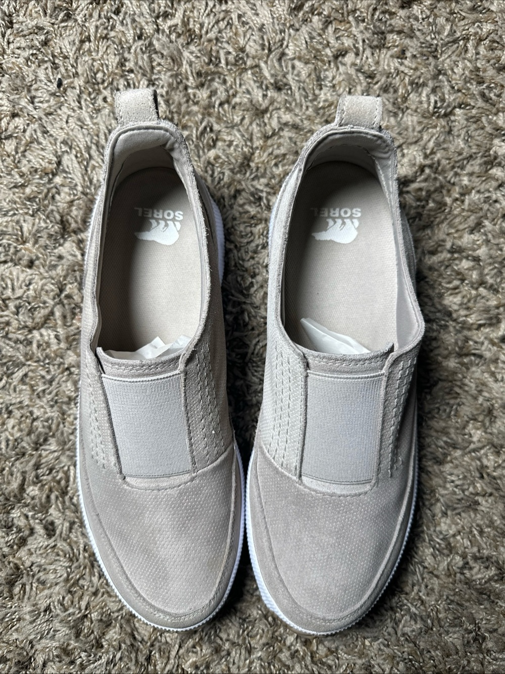 Sorel Out N About Slip On Suede Sneakers Beige Women’s Size 9.5